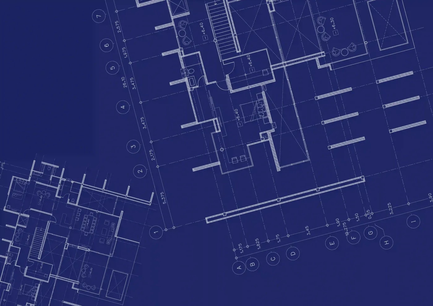 Close-up detail of a section of a blueprint.