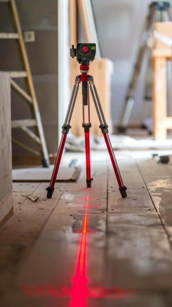 Camera on a tripod with a construction site in the background