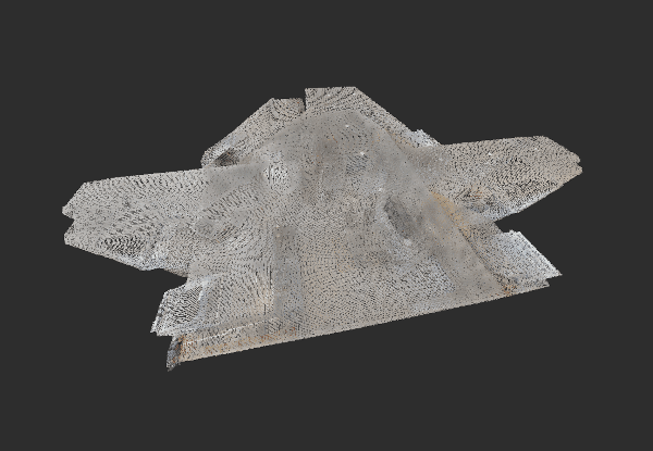 Trapezoid-shaped Matterport point cloud of an attic floor