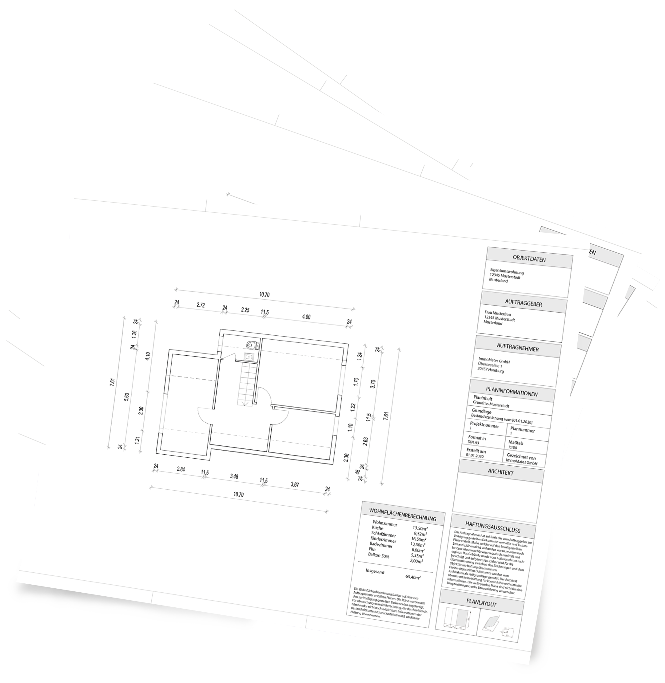 Example dimensioned floor plan