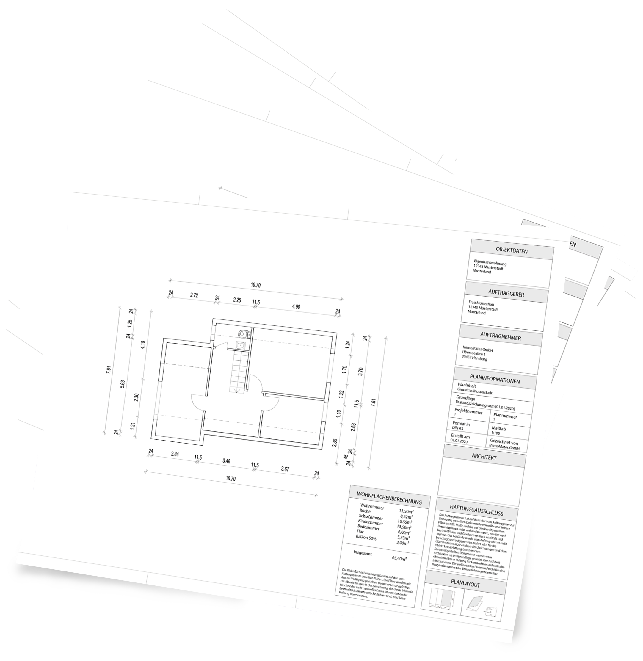 Beispiel bemasster Grundriss Beispiel bemasster Grundriss